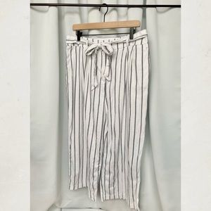 ASOS DESIGN Striped Linen Tie-Waist Culottes